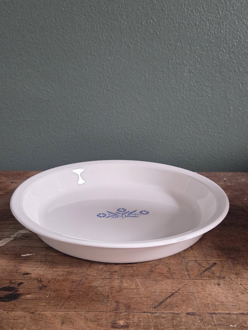 Corningware White Serving Bowl with Blue Floral Motif